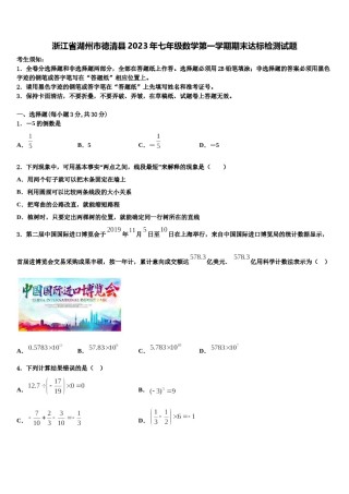 浙江省湖州市德清县2023年七年级数学第一学期期末达标检测试题含解析.doc