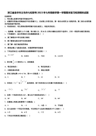 浙江省金华市义乌市七校联考2023年七年级数学第一学期期末复习检测模拟试题含解析.doc