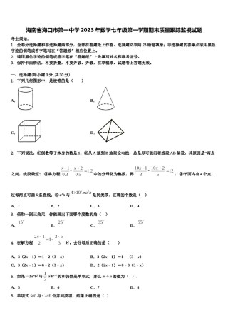 海南省海口市第一中学2023年数学七年级第一学期期末质量跟踪监视试题含解析.doc