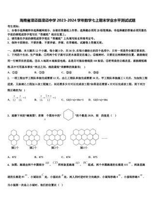 海南省澄迈县澄迈中学2023-2024学年数学七上期末学业水平测试试题含解析.doc