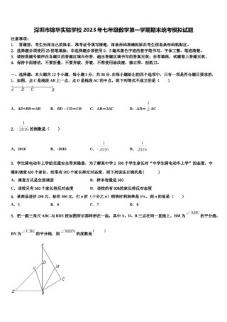 深圳市锦华实验学校2023年七年级数学第一学期期末统考模拟试题含解析.doc