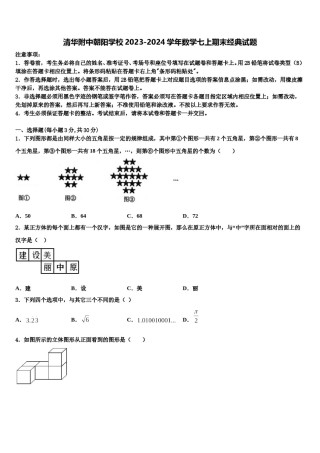 清华附中朝阳学校2023-2024学年数学七上期末经典试题含解析.doc