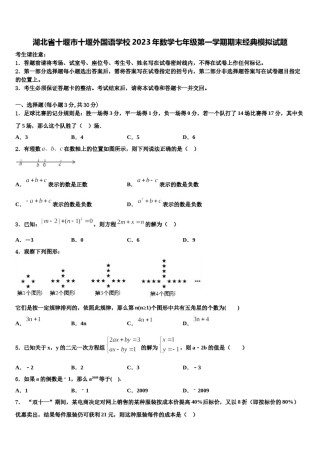 湖北省十堰市十堰外国语学校2023年数学七年级第一学期期末经典模拟试题含解析.doc