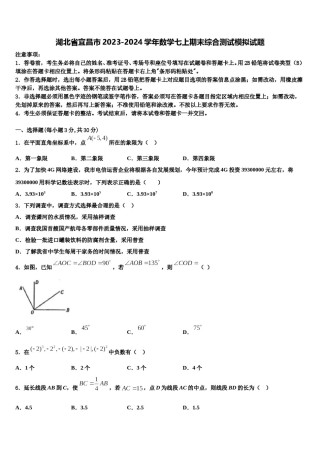 湖北省宜昌市2023-2024学年数学七上期末综合测试模拟试题含解析.doc