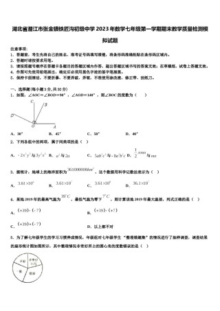 湖北省潜江市张金镇铁匠沟初级中学2023年数学七年级第一学期期末教学质量检测模拟试题含解析.doc
