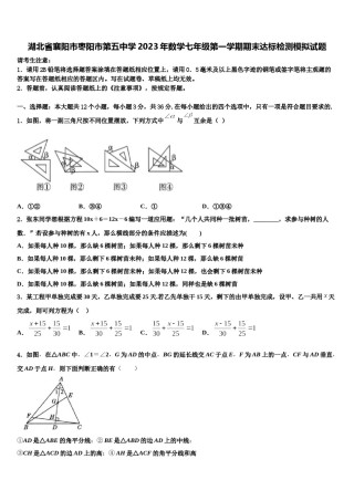 湖北省襄阳市枣阳市第五中学2023年数学七年级第一学期期末达标检测模拟试题含解析.doc