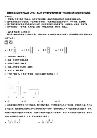 湖北省襄阳市老河口市2023-2024学年数学七年级第一学期期末达标检测模拟试题含解析.doc