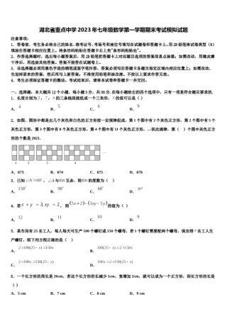 湖北省重点中学2023年七年级数学第一学期期末考试模拟试题含解析.doc