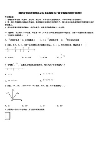 湖北省黄冈市黄梅县2023年数学七上期末教学质量检测试题含解析.doc