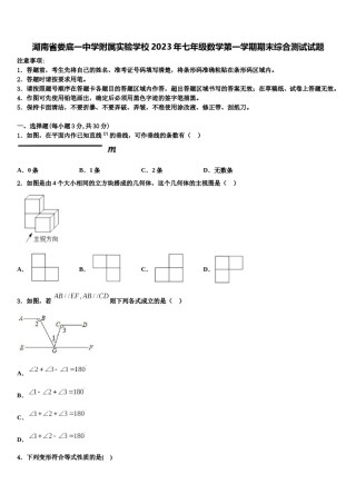 湖南省娄底一中学附属实验学校2023年七年级数学第一学期期末综合测试试题含解析.doc
