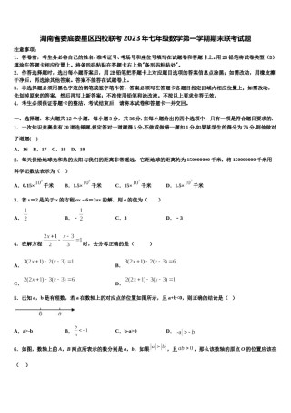 湖南省娄底娄星区四校联考2023年七年级数学第一学期期末联考试题含解析.doc