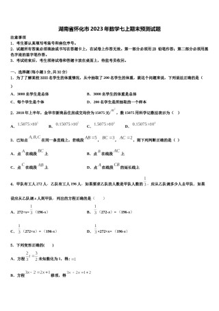湖南省怀化市2023年数学七上期末预测试题含解析.doc