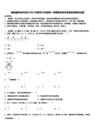 湖南省株洲市名校2023年数学七年级第一学期期末教学质量检测模拟试题含解析.doc