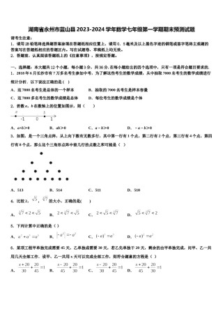 湖南省永州市蓝山县2023-2024学年数学七年级第一学期期末预测试题含解析.doc