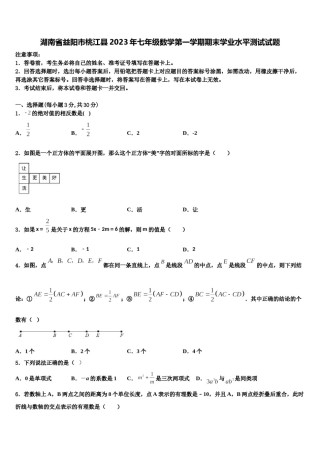 湖南省益阳市桃江县2023年七年级数学第一学期期末学业水平测试试题含解析.doc