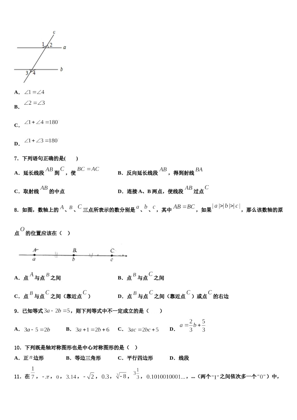 湖南省益阳市赫山区赫山万源中学2023年七年级数学第一学期期末考试试题含解析.doc_第2页