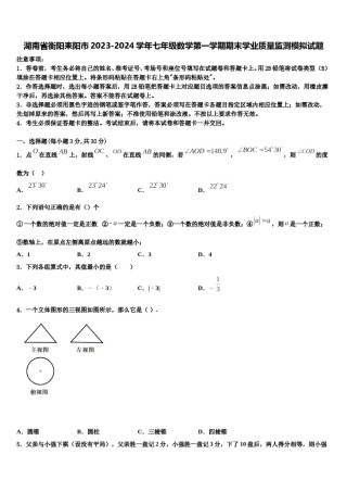 湖南省衡阳耒阳市2023-2024学年七年级数学第一学期期末学业质量监测模拟试题含解析.doc