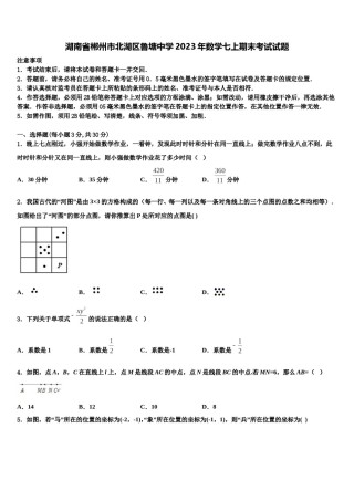 湖南省郴州市北湖区鲁塘中学2023年数学七上期末考试试题含解析.doc