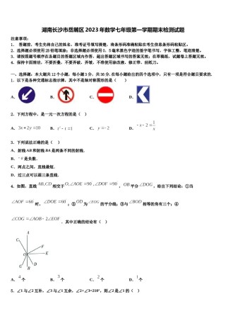 湖南长沙市岳麓区2023年数学七年级第一学期期末检测试题含解析.doc