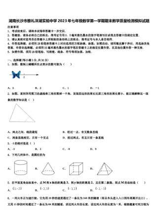湖南长沙市雅礼洋湖实验中学2023年七年级数学第一学期期末教学质量检测模拟试题含解析.doc