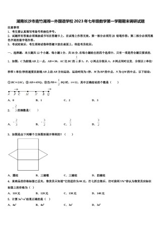 湖南长沙市青竹湖湘一外国语学校2023年七年级数学第一学期期末调研试题含解析.doc