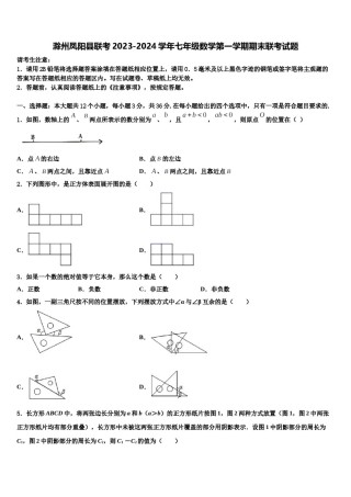 滁州凤阳县联考2023-2024学年七年级数学第一学期期末联考试题含解析.doc