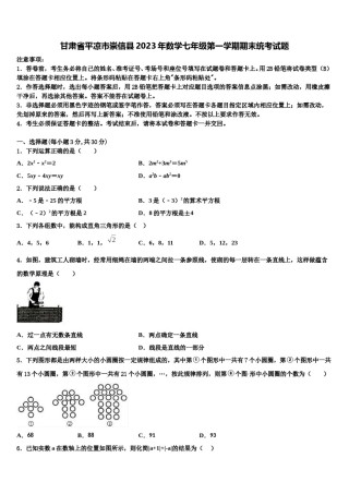 甘肃省平凉市崇信县2023年数学七年级第一学期期末统考试题含解析.doc
