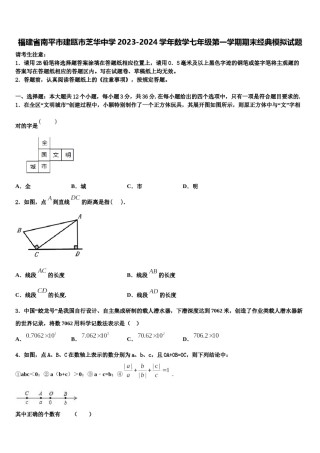 福建省南平市建瓯市芝华中学2023-2024学年数学七年级第一学期期末经典模拟试题含解析.doc