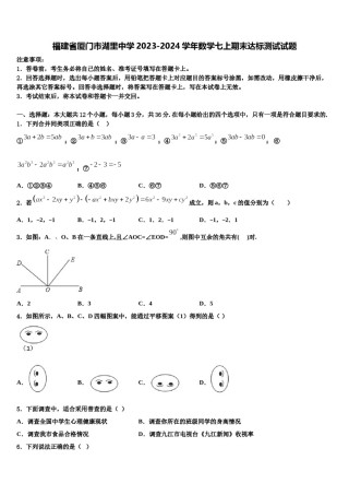 福建省厦门市湖里中学2023-2024学年数学七上期末达标测试试题含解析.doc