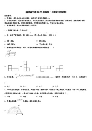 福建省宁德2023年数学七上期末检测试题含解析.doc
