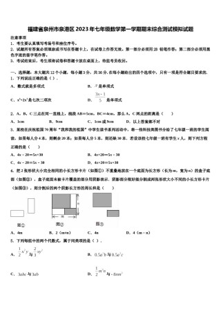 福建省泉州市泉港区2023年七年级数学第一学期期末综合测试模拟试题含解析.doc
