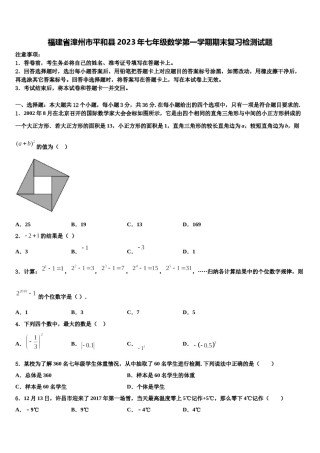福建省漳州市平和县2023年七年级数学第一学期期末复习检测试题含解析.doc