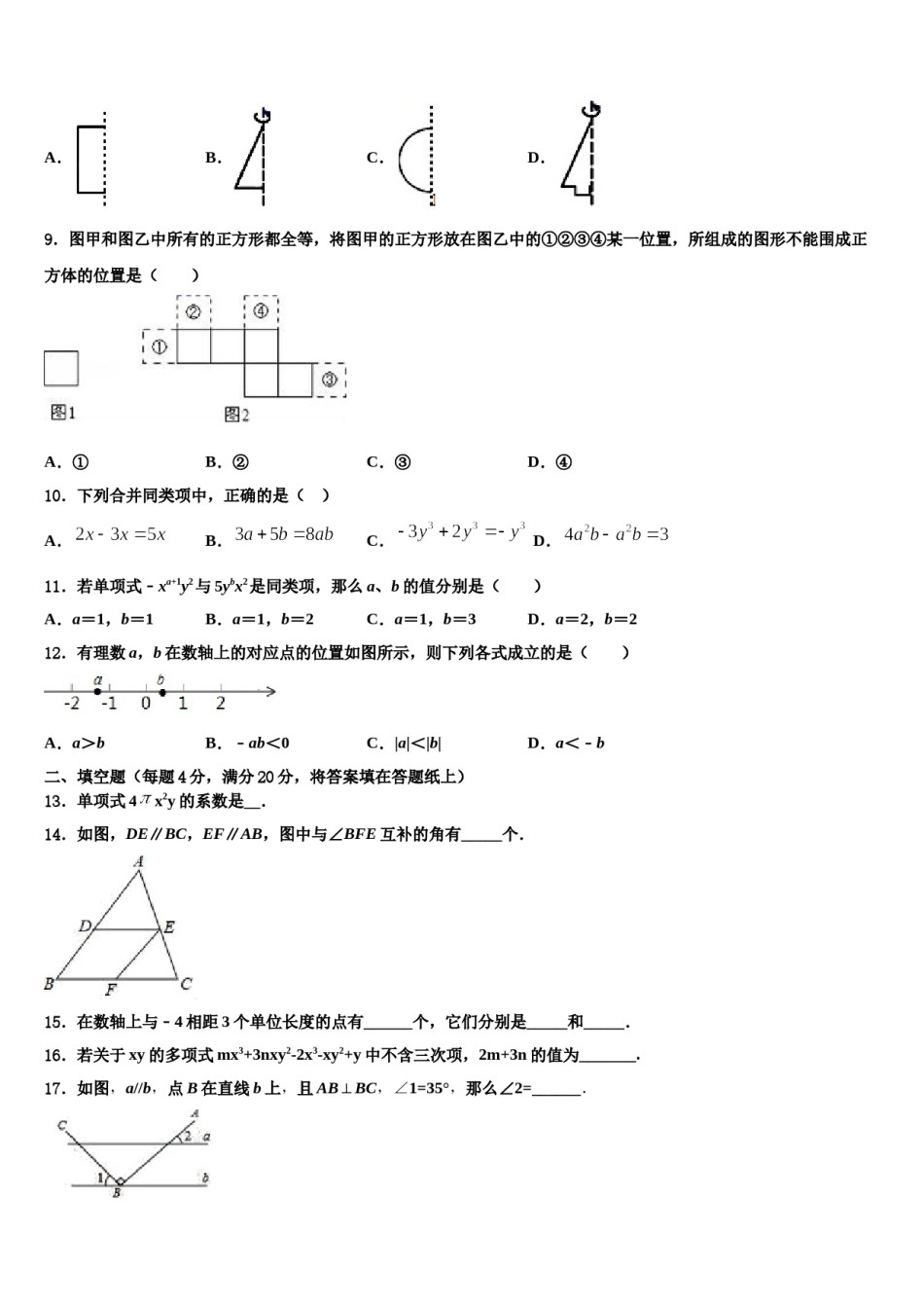 福建省莆田市仙游县2023-2024学年数学七上期末达标检测试题含解析.doc_第2页