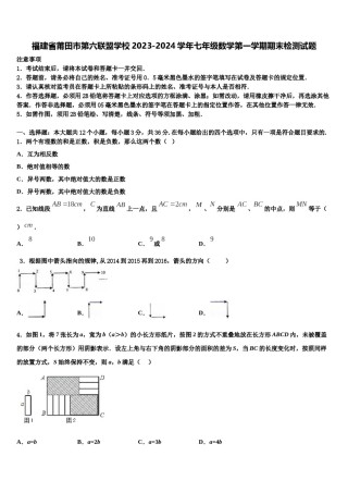 福建省莆田市第六联盟学校2023-2024学年七年级数学第一学期期末检测试题含解析.doc
