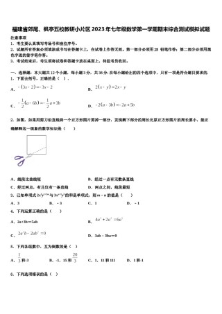 福建省郊尾、枫亭五校教研小片区2023年七年级数学第一学期期末综合测试模拟试题含解析.doc