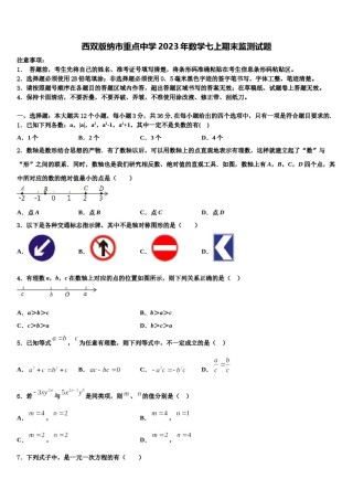 西双版纳市重点中学2023年数学七上期末监测试题含解析.doc