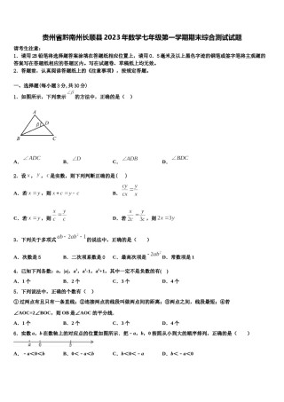 贵州省黔南州长顺县2023年数学七年级第一学期期末综合测试试题含解析.doc
