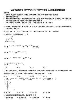辽宁省丹东市第18中学2023-2024学年数学七上期末质量检测试题含解析.doc