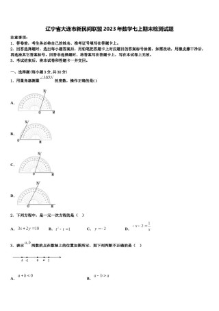 辽宁省大连市新民间联盟2023年数学七上期末检测试题含解析.doc