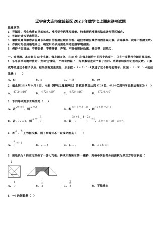 辽宁省大连市金普新区2023年数学七上期末联考试题含解析.doc