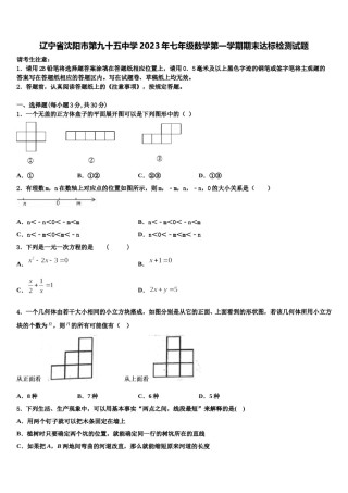 辽宁省沈阳市第九十五中学2023年七年级数学第一学期期末达标检测试题含解析.doc