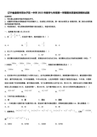 辽宁省盘锦市双台子区一中学2023年数学七年级第一学期期末质量检测模拟试题含解析.doc
