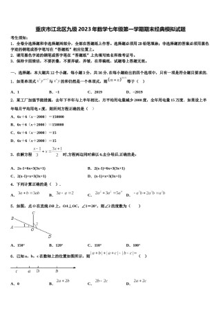 重庆市江北区九级2023年数学七年级第一学期期末经典模拟试题含解析.doc