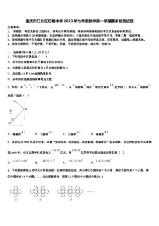 重庆市江北区巴蜀中学2023年七年级数学第一学期期末检测试题含解析.doc