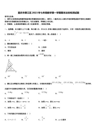 重庆市綦江区2023年七年级数学第一学期期末达标检测试题含解析.doc
