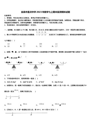 金昌市重点中学2023年数学七上期末监测模拟试题含解析.doc