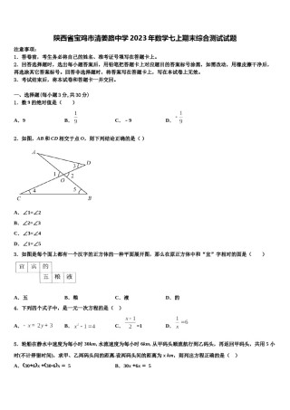 陕西省宝鸡市清姜路中学2023年数学七上期末综合测试试题含解析.doc