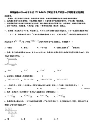 陕西省榆林市一中学分校2023-2024学年数学七年级第一学期期末监测试题含解析.doc