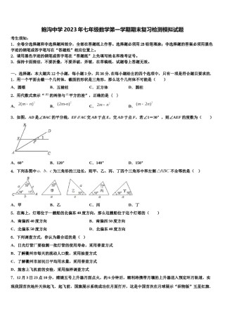 鲍沟中学2023年七年级数学第一学期期末复习检测模拟试题含解析.doc