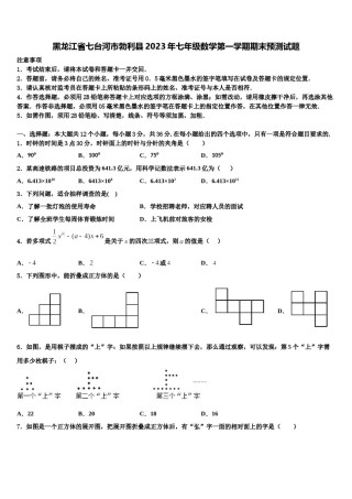 黑龙江省七台河市勃利县2023年七年级数学第一学期期末预测试题含解析.doc